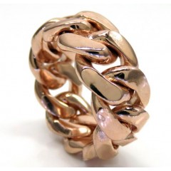 18k Rose Gold 11mm Solid Miami Cuban Link Ring
