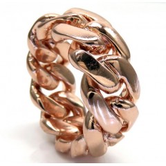 18k Rose Gold 12mm Solid Miami Cuban Link Ring