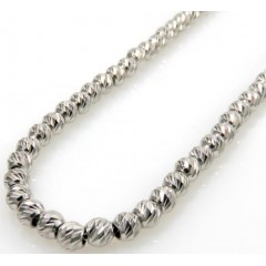 14k White Gold Diamond Cut Bead Chain 16-24 Inch 3mm