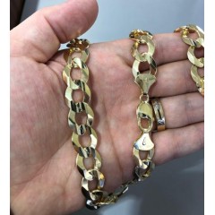 14k Yellow Gold Solid Cuban Link Chain 20-26 Inch 14mm
