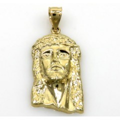 10k Yellow Gold Small Classic Jesus Face Pendant 