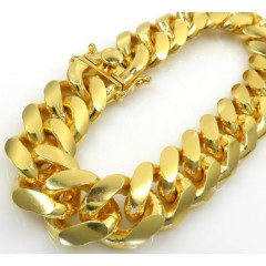 925 Yellow Sterling Silver Solid Xl Miami Link Bracelet 8.50 Inch 15.50mm