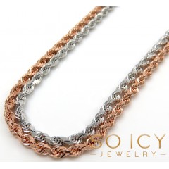 10k Rose Or White Gold Solid Diamond Cut Rope Chain 18-26 Inch 2mm