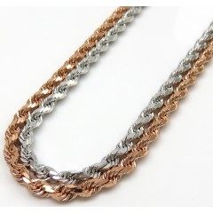 10k Rose Or White Gold Solid Diamond Cut Rope Chain 20-26 Inch 2.50mm