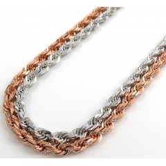 10k Rose Or White Gold Solid Diamond Cut Rope Chain 18-26 Inch 3.50mm