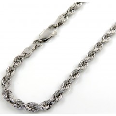 14k Solid  White Gold Diamond Cut Rope Bracelet 7.50 Inch 3mm