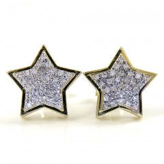 10k Yellow Gold Diamond Layered Star Earrings 0.15ct