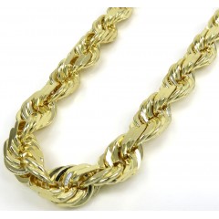 10k Yellow Gold Solid Diamond Cut Rope Chain 22-26 Inches 9mm 
