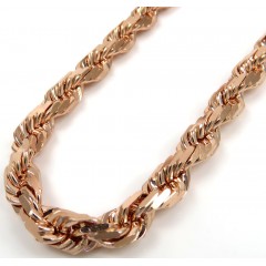 10k Rose Gold Solid Diamond Cut Rope Chain 20-26 Inches 7mm