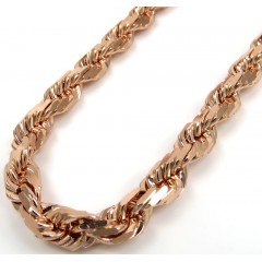 10k Rose Gold Solid Diamond Cut Rope Chain 20-26 Inches 5.5mm