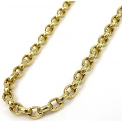 10k Yellow Gold Hollow Beveled Edge Cable Chain 24 Inch 3mm