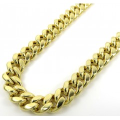 14k Yellow Gold Hollow Miami Cuban Link Chain 18-24 Inches 6.50mm