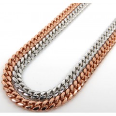 14k Rose Or White Gold Solid Miami Link Chain 20-30 Inch 3.20mm