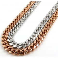 14k Rose Or White Gold Solid Miami Link Chain 20-30 Inch 6mm