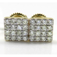 14k Yellow Gold 4 Row Square Diamond Earrings 0.40ct 