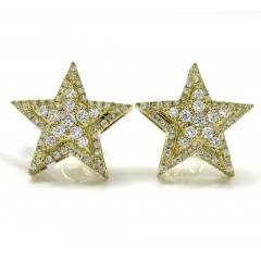 14k Yellow Gold Diamond Stacked Star Earrings 0.55ct