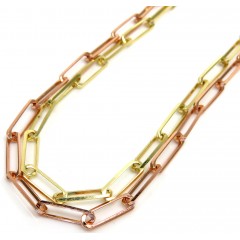 14k Yellow Or Rose Gold Solid Paper Clip Chain 16-30 Inch 3mm