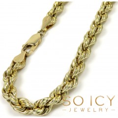 14k Yellow Gold Hollow Rope Bracelet 7.75 Inches 5mm