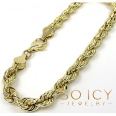 14k Yellow Gold Hollow Rope Bracelet 8.50 Inches 5mm