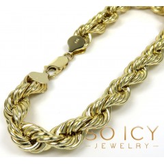 14k Yellow Gold Xl Hollow Rope Bracelet 8.50 Inches 8.50mm