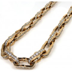 Baraka 18k Two Tone Gold Diamond Prive Collection Cable Chain 24 Inch 19.40ct