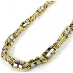 14k Two Tone Gold Fancy Anchor Link Chain 24-30 Inch 6mm