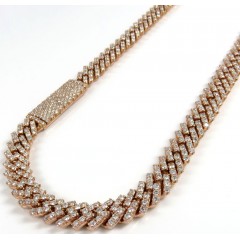 14k Yellow White Or Rose Gold Diamond Miami Tight Link Chain 18-30