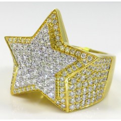 14k Yellow Gold Diamond Vs Double Star Ring 2.41ct