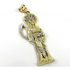 10k Two Tone Gold Halo Large Grim Reaper Pendant 