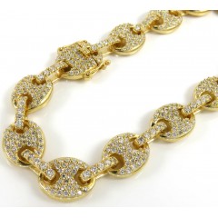 14k Yellow White Or Rose Gold Diamond Gucci Puff Link Bracelet 8