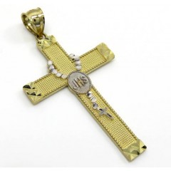 14k Two Tone Large Rosary Jhs Cross 