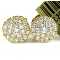 10k Yellow Gold Round Diamond 7.50mm Cluster Earrings 0.45ct