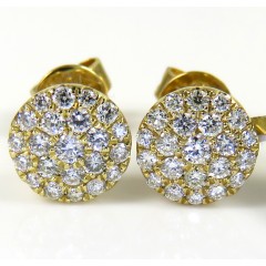 10k Yellow Gold Round Diamond 6.50mm Cluster Earrings 0.28ct