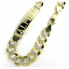 10k Two Tone Diamond Cut Id Bracelet 9 Inch 10mm 