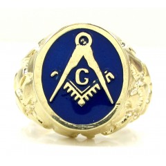 10k Yellow Gold Enamel Color Nugget Free Mason G  Ring 