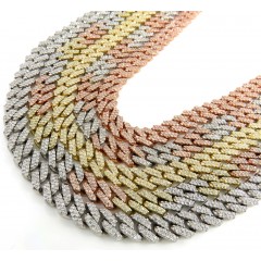 14k Solid Gold Diamond Miami Tight Link Chain 20-24