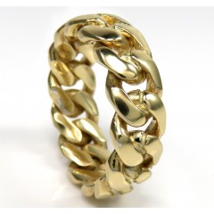 10k Yellow Gold 8mm Solid Miami Cuban Link Ring