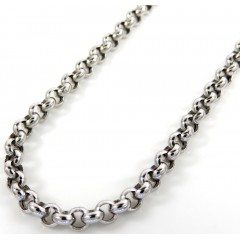 14k White Gold Hollow Rolo Link Chain 16-22 Inch 3.20mm 