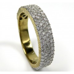 10k Yellow Gold Four Row Diamond Wedding Band Ring 1.27ct