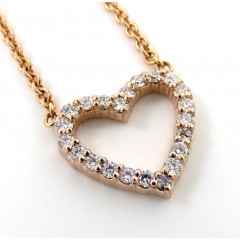 14k Rose Yellow Or White Gold Diamond Heart Pendant 16-22