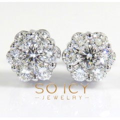 9mm 14k Yellow White Or Rose Gold 25 Pointer Center Diamond Invisible Cluster Earrings 1.75ct