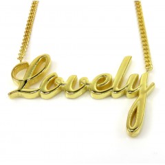 10k Yellow Gold Solid Custom Made Name Plate With Chain 16-24