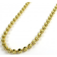 10k Yellow Gold Moon Cut Bead Link Chain 20-26 Inch 2.50mm