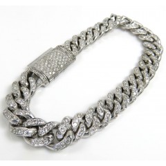 14k White Yellow Or Rose  Gold Vs Diamond Miami Bracelet 8.50
