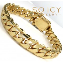 14k Yellow Gold Solid Thick Miami Bracelet 8.25