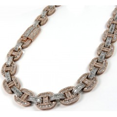 14k Two Tone Gold Baguette Diamond Gucci Link Chain 20-24
