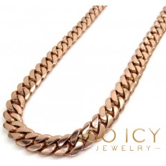 10k Rose Gold Solid Thick Miami Chain 16-30 Inch 8mm