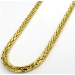 14k Yellow Gold Skinny Solid Wheat Chain 20-24