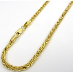 14k Yellow Gold Skinny Solid Wheat Bracelet 8