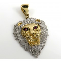 10k Yellow Gold Large Diamond Lion Pendant 1.08ct